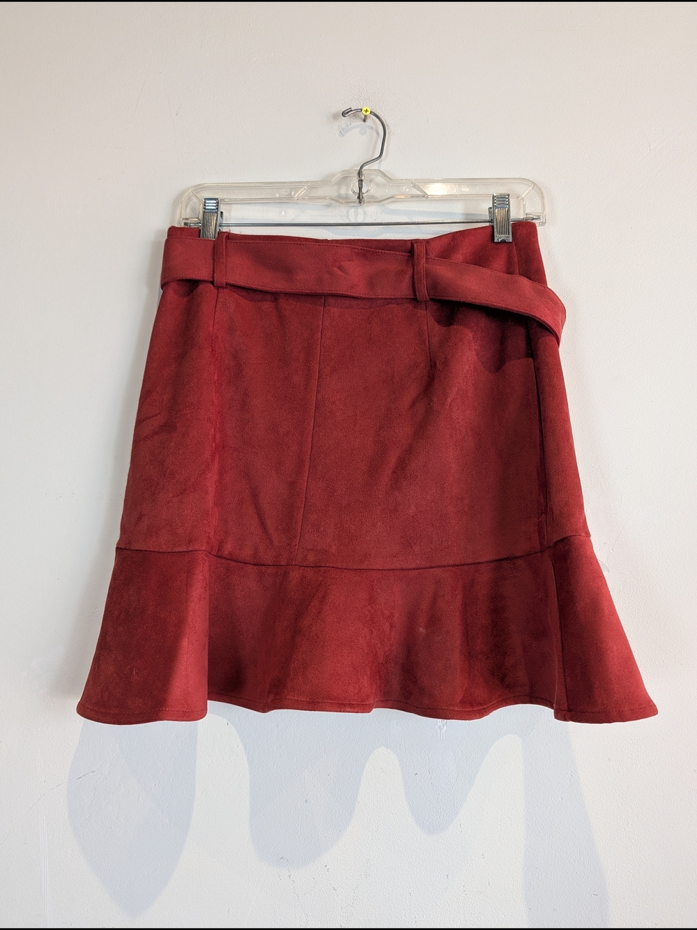 NWT MILK & HONEY Rust Red Faux Suede Flounce Skirt, Size M - Picture 2 of 4